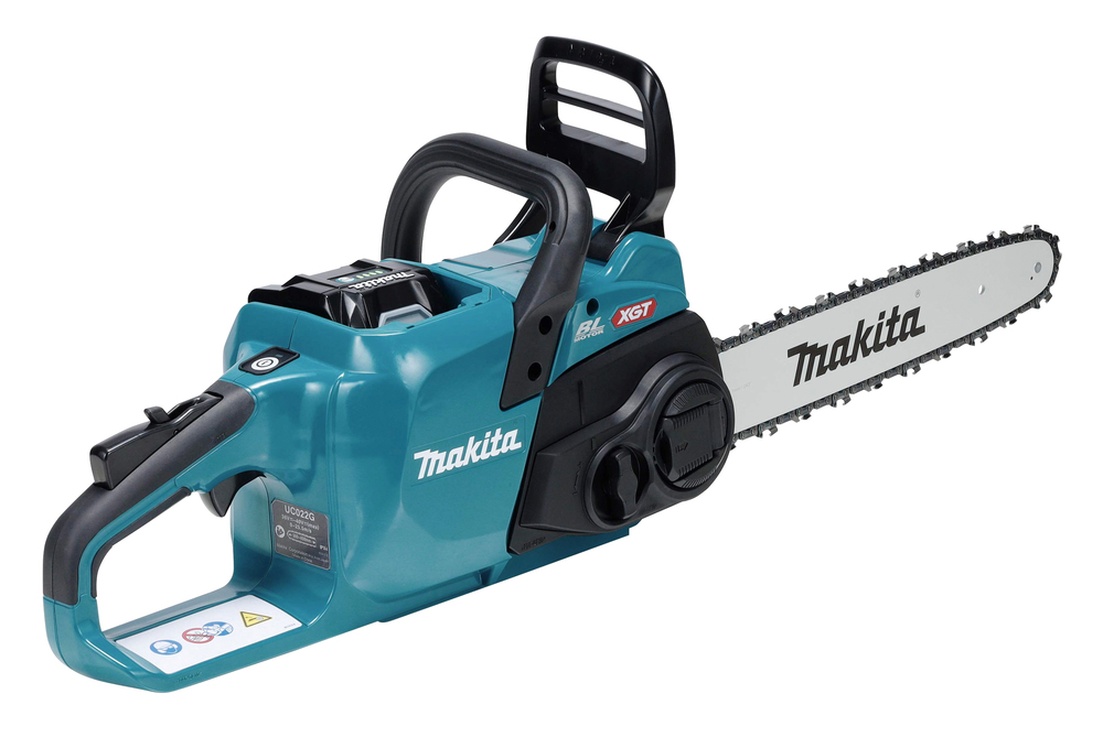 Makita XGT Akku-Kettensäge mit 40V BL Motor Makita XGT Akku-Kettensäge mit 40V BL Motor, blau und ergonomisch designt für komfortable Handhabung