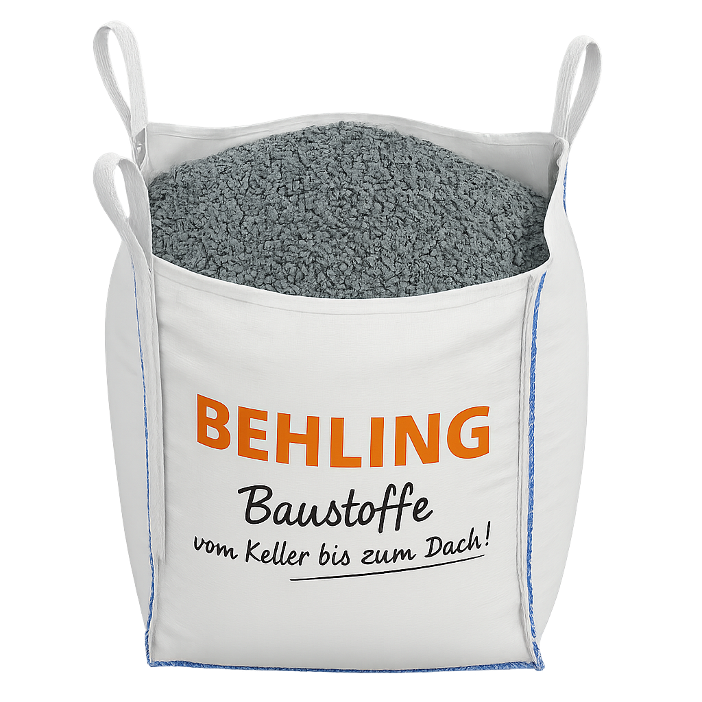 Big Bag gefüllt mit grauen Schüttgut von Behling Baustoffe